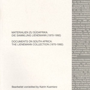 PA. 26 Materialien zu Südafrika. Die Sammlung Lienemann (1970–1992)